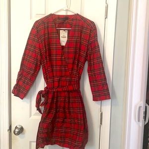 Deep V Plaid Dress